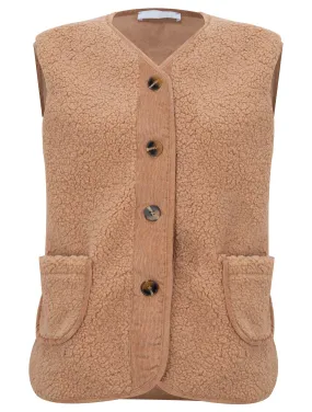 Amazing Woman Teddy Warm Borg Gilet - Beige