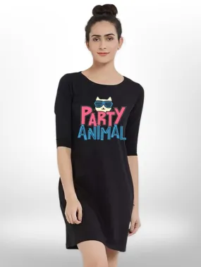 Animal Party Printed THREE QUARTER SLEEVE T-SHIRT SIDE POCKET
