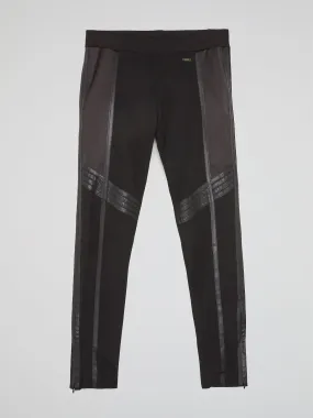 Black Leather Panel Leggings