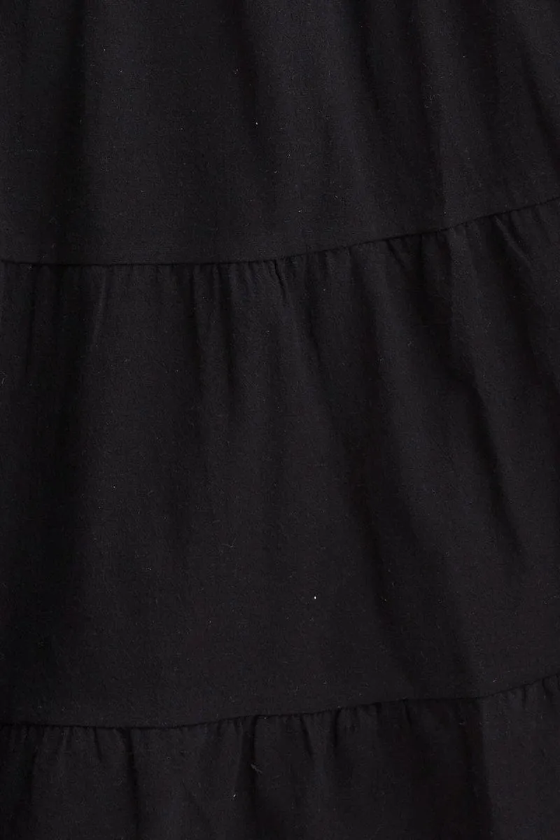 Black Midi Dress Short Sleeve Evening