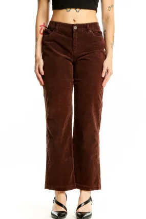 Brown Corduroy Wide-Leg Pants