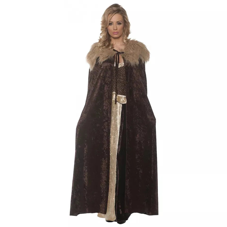 Brown Renaissance Cape with Fur Collar