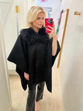 Cashmere Cape with Detachable Fur Collar |  Colors