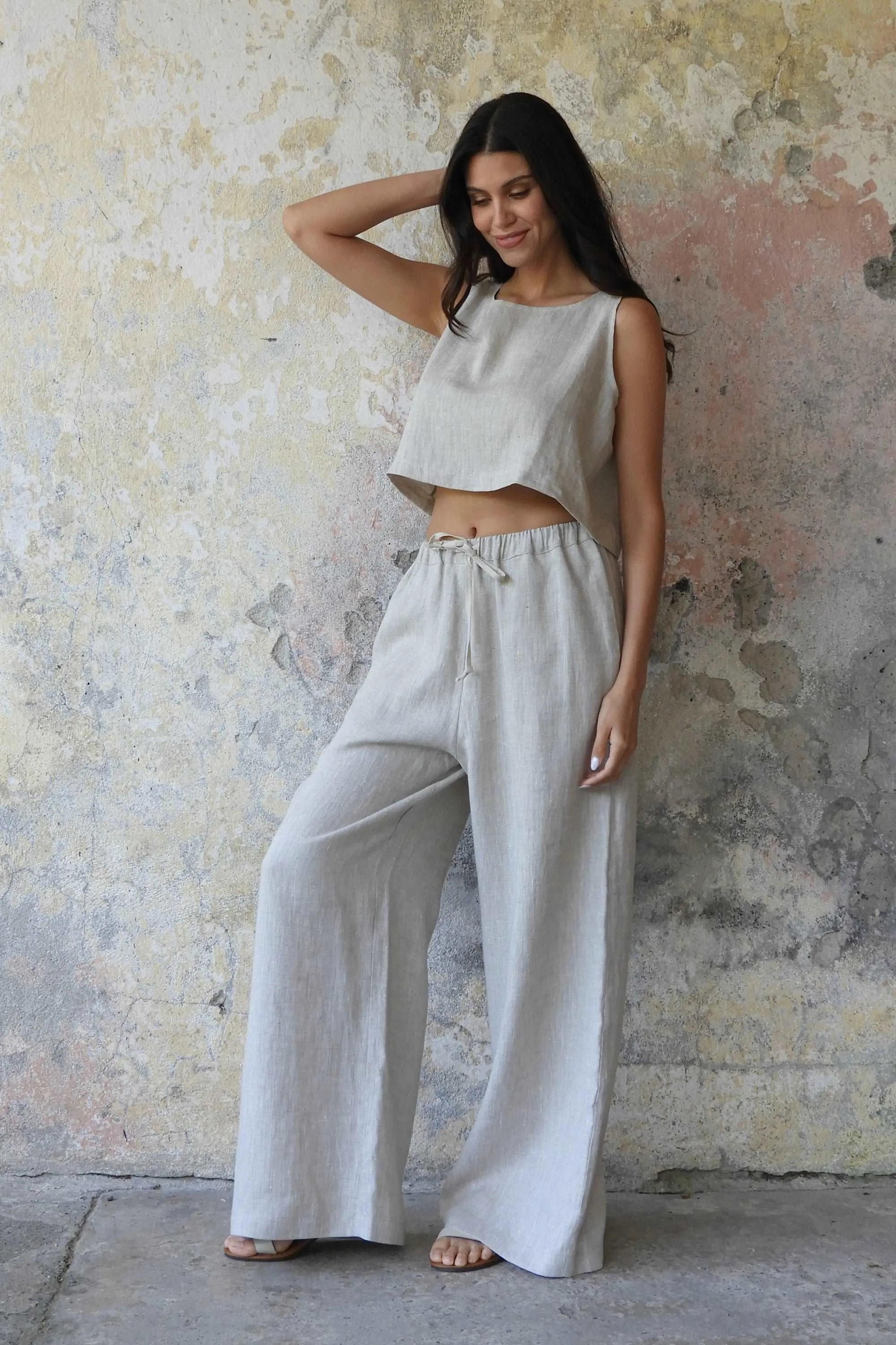 CHAKRA Beige Women's Linen Pants