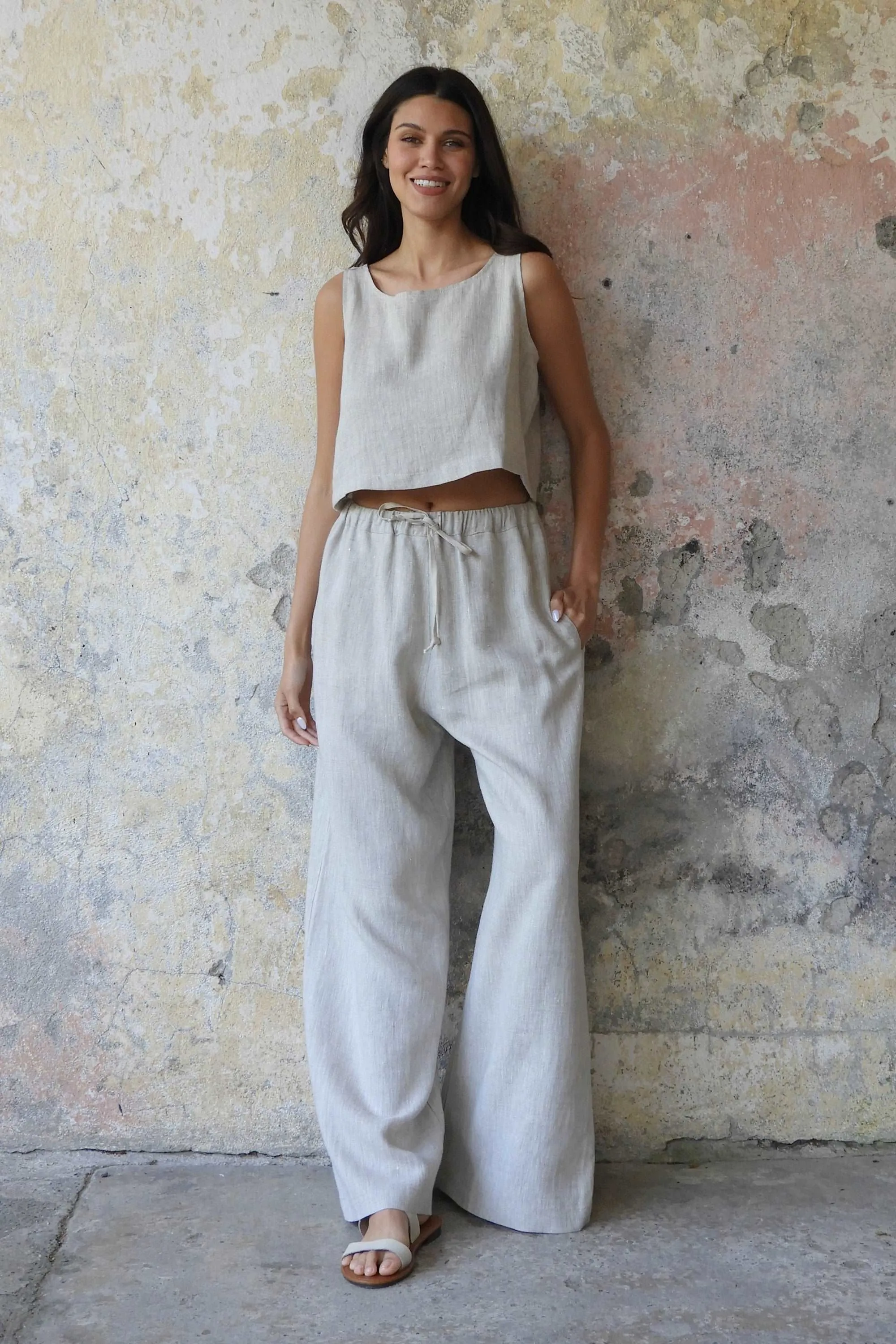 CHAKRA Beige Women's Linen Pants