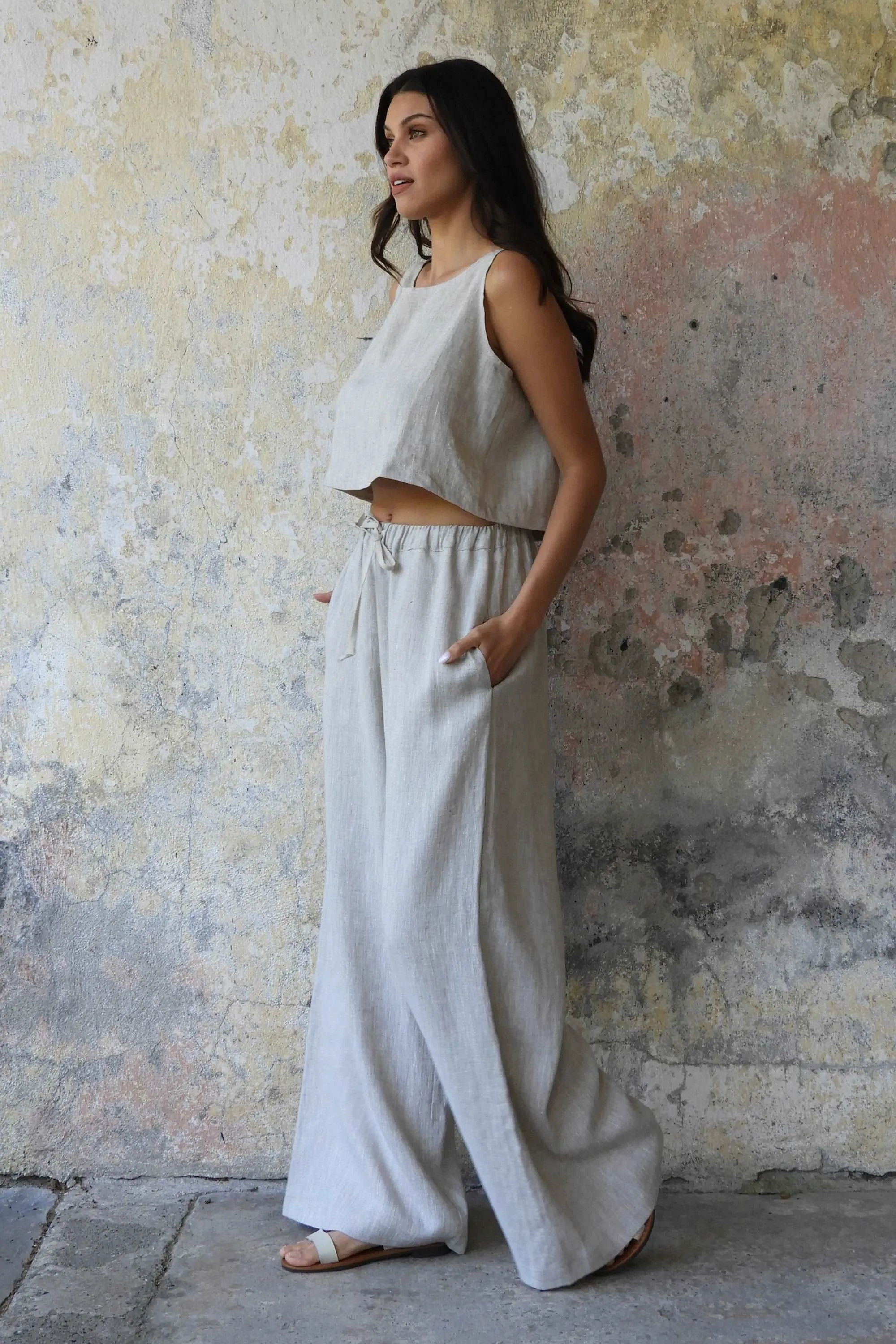 CHAKRA Beige Women's Linen Pants
