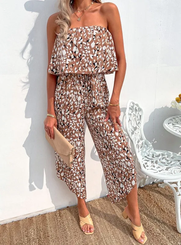 Chiffon Floral Loose Wide-leg Pants Jumpsuit