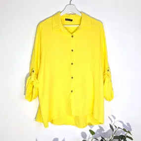 Cotton waffle fabric button down shirt with collar (M)