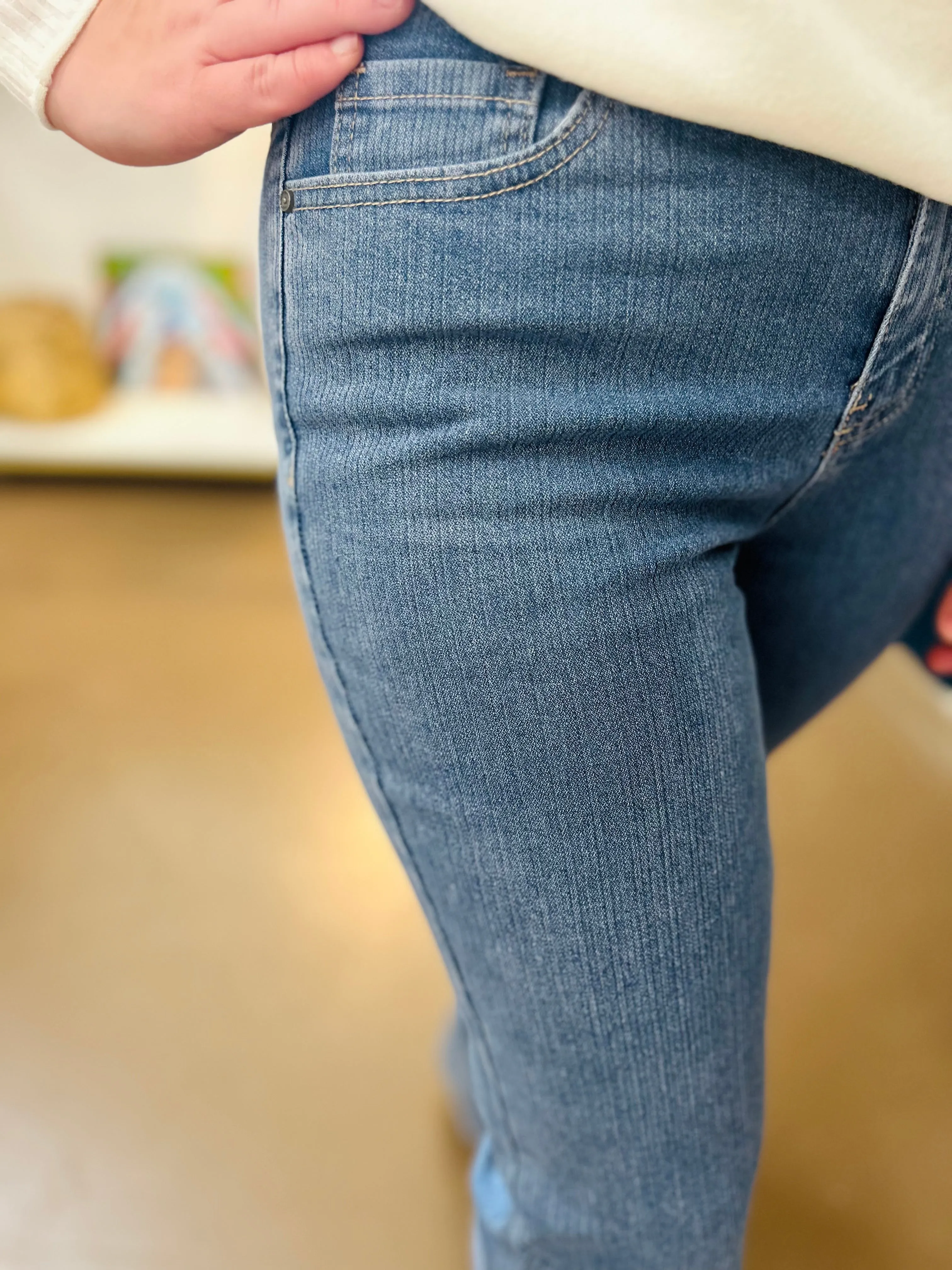 Denim Corduroy Straight Jeans