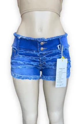 Distressed Denim Overall Shorts