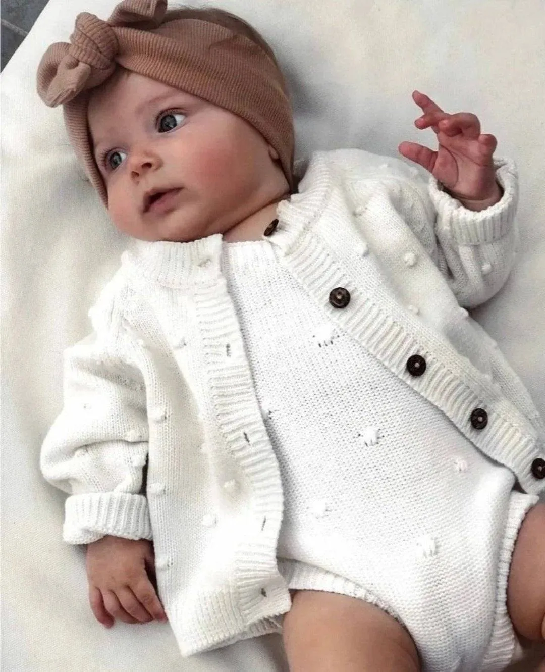 Dotted Cardigan - Cotton - Ivory