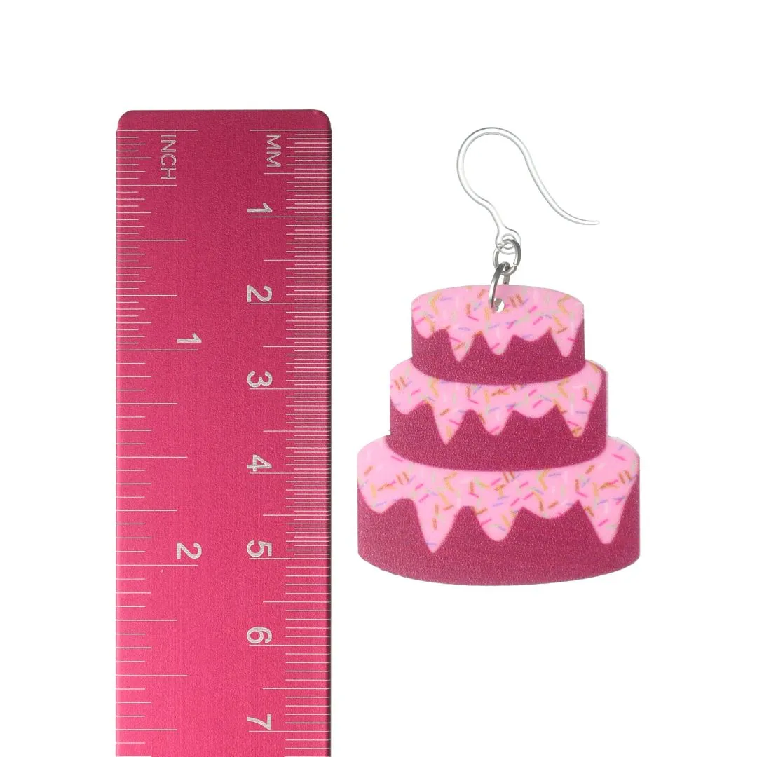 Exaggerated Cake Dangles Hypoallergenic Earrings for Sensitive Ears Made with Plastic Posts