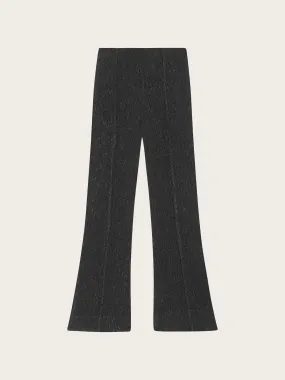 F9396 Viscose Stretch Crepe Flared Pants - Black