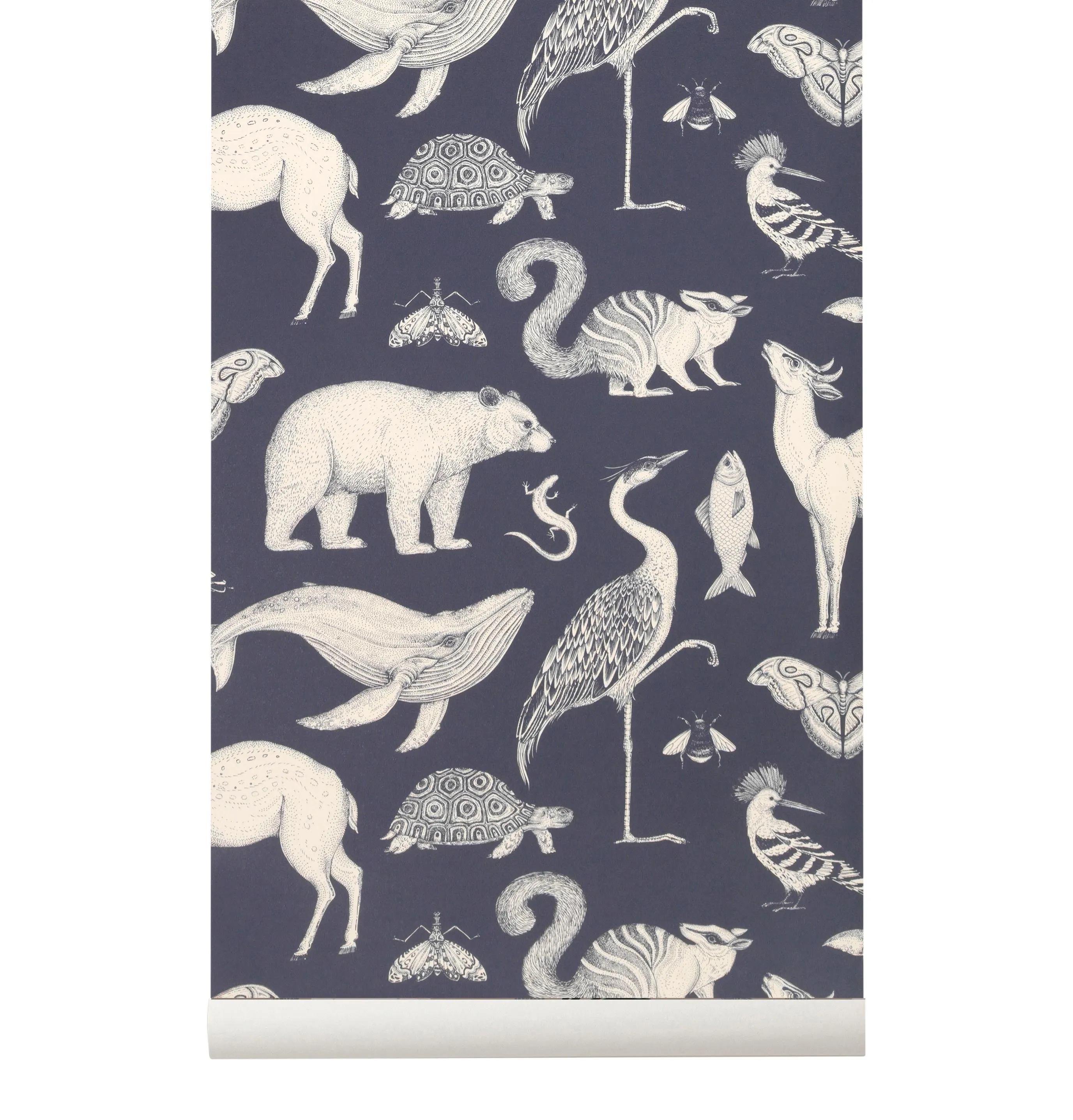 Ferm Living Katie Scott Wallpaper – Animal – Dark Blue