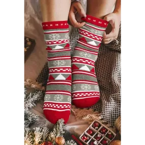 Fiery Red Christmas Snowflake Crew Socks in Luxury Fashion for Women