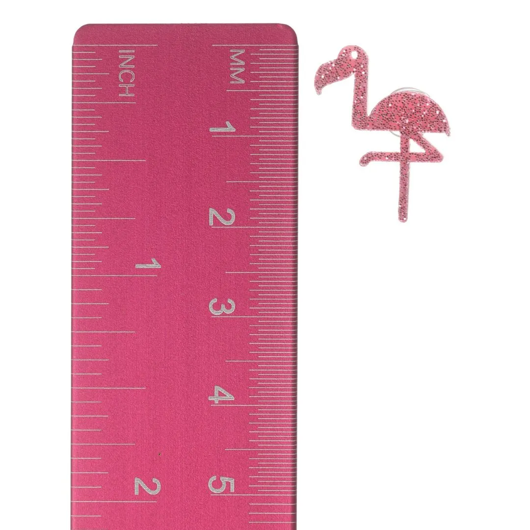 Glitter Flamingo Studs Hypoallergenic Earrings for Sensitive Ears Made with Plastic Posts