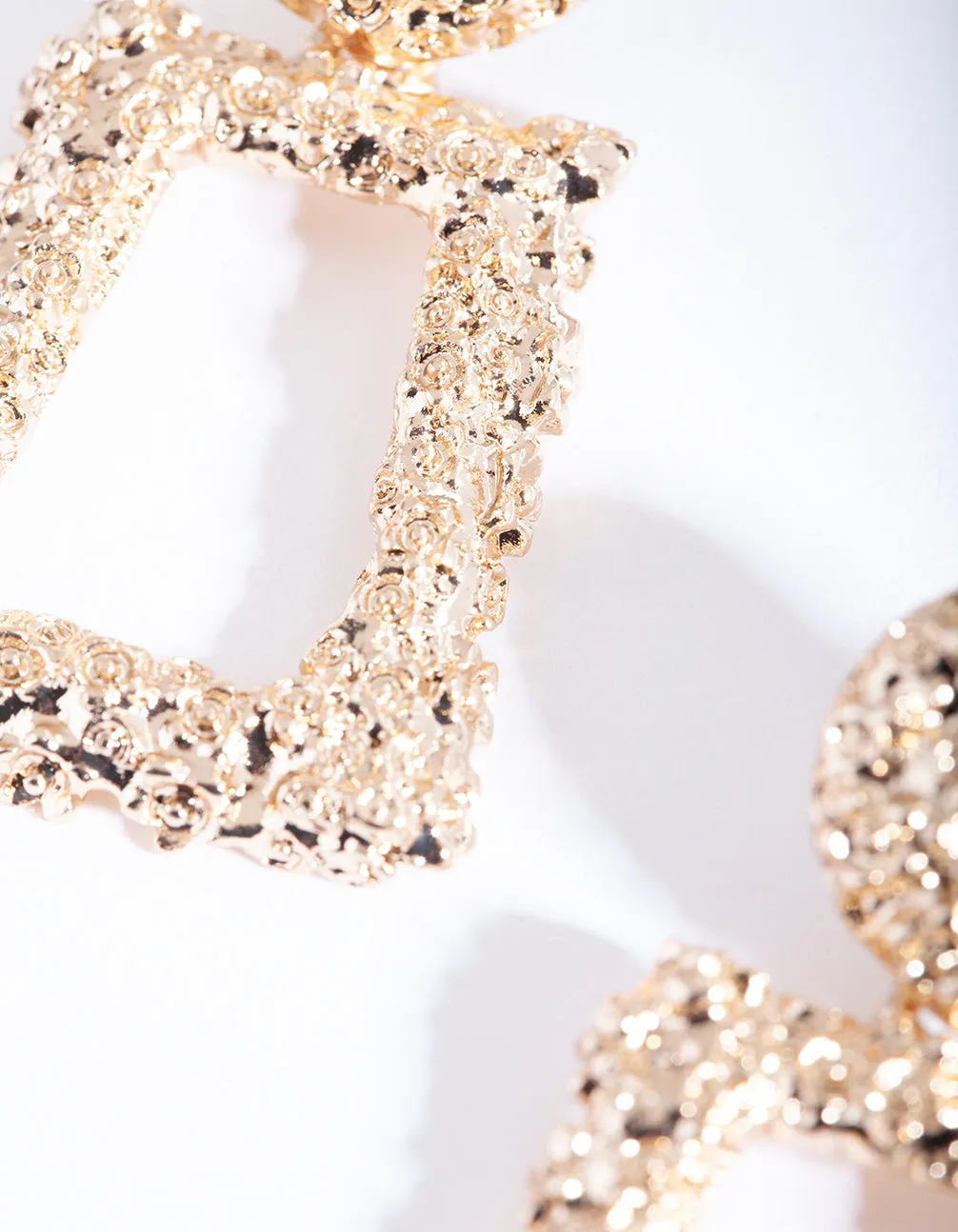 Gold Textured Mini Geometric Earrings