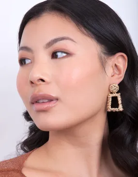 Gold Textured Mini Geometric Earrings
