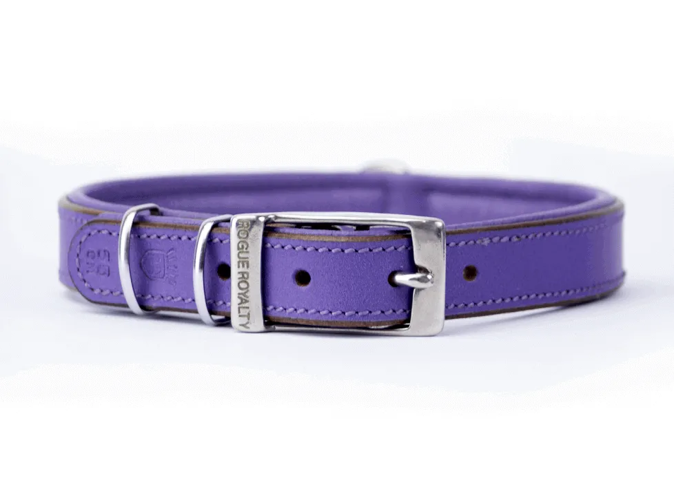 Hand Made Leather Dog Collar - Classic Purple (Slimfit)- On Sale