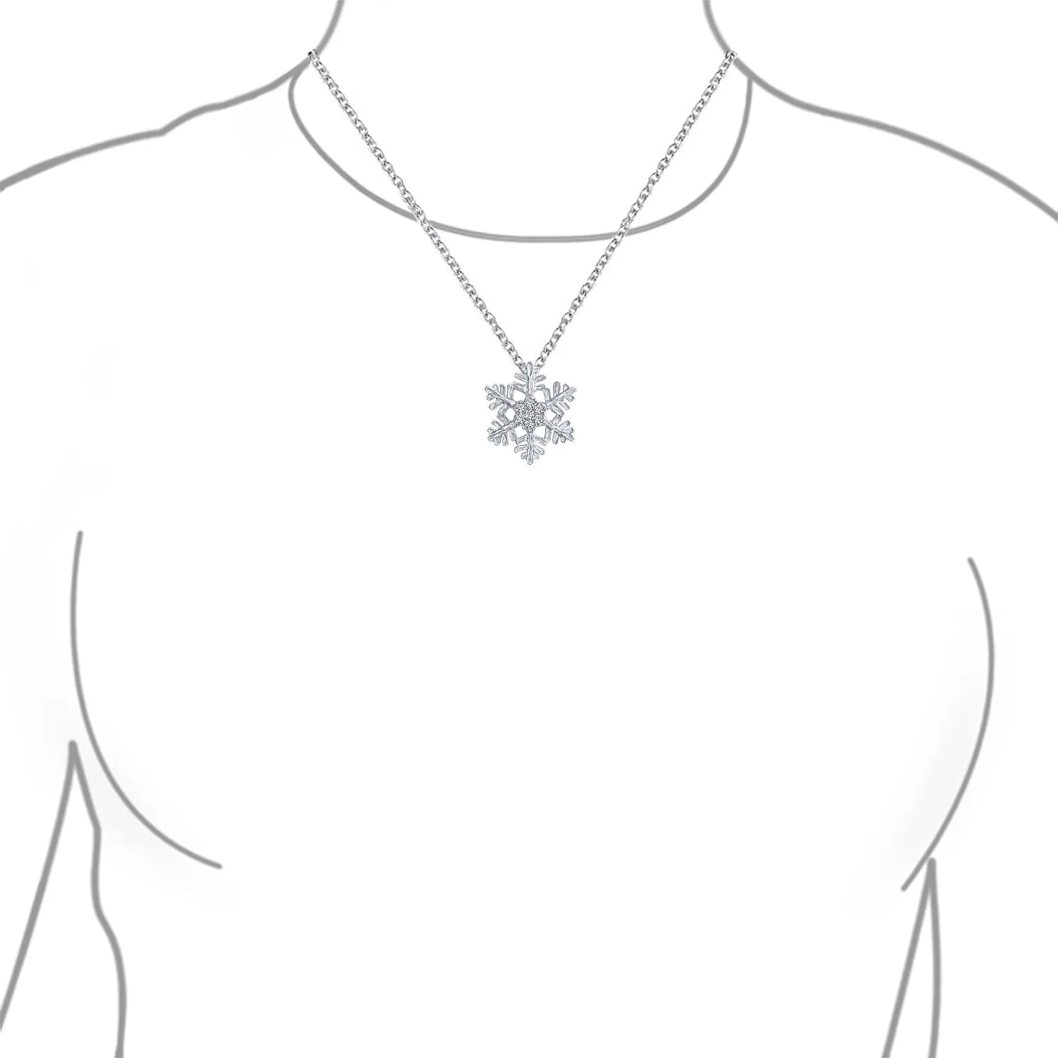 Holiday Party Snowflake Pendant Necklace & Earrings Ice Blue CZ Sterling Silver