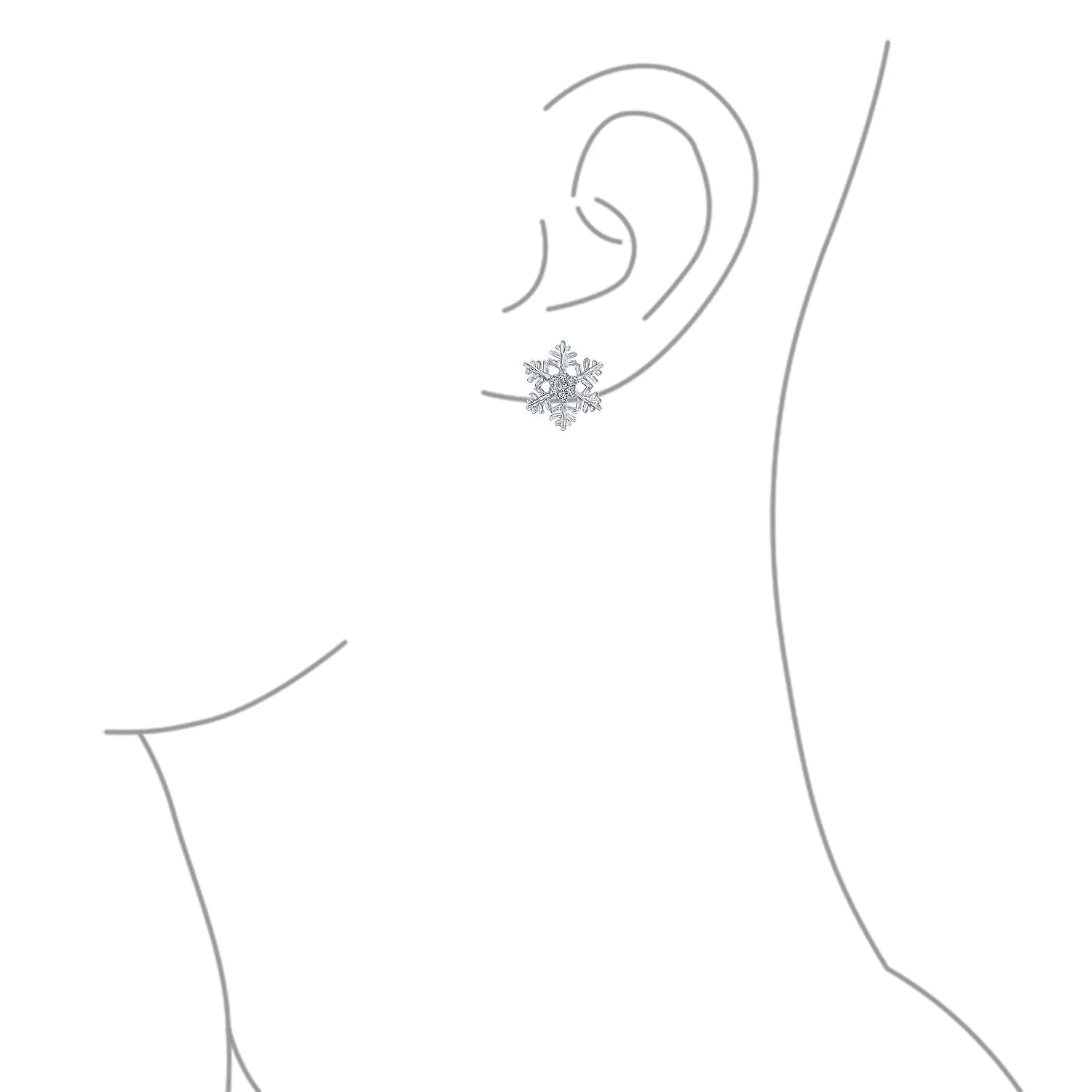 Holiday Party Snowflake Pendant Necklace & Earrings Ice Blue CZ Sterling Silver