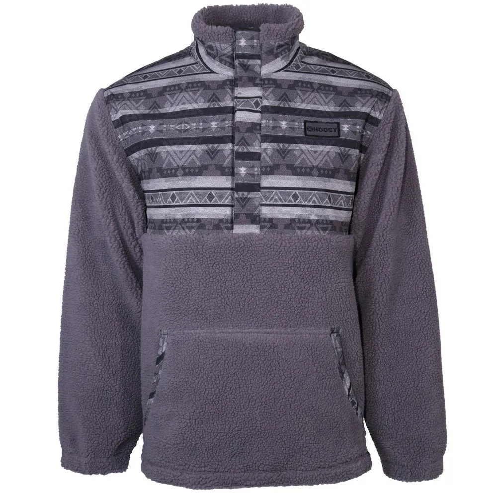 Hooey Mens Sherpa Fleece Pullover Dark Charcoal w/ Grey Serape Pattern