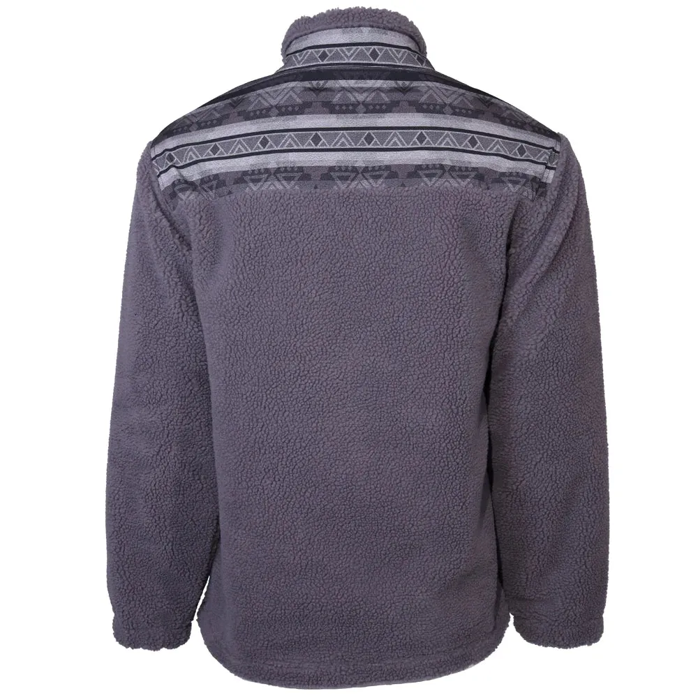 Hooey Mens Sherpa Fleece Pullover Dark Charcoal w/ Grey Serape Pattern
