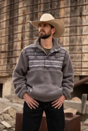 Hooey Mens Sherpa Fleece Pullover Dark Charcoal w/ Grey Serape Pattern
