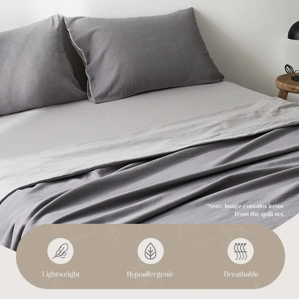 Hypoallergenic Cotton Sheet Set, Grey Double - Cosy Club
