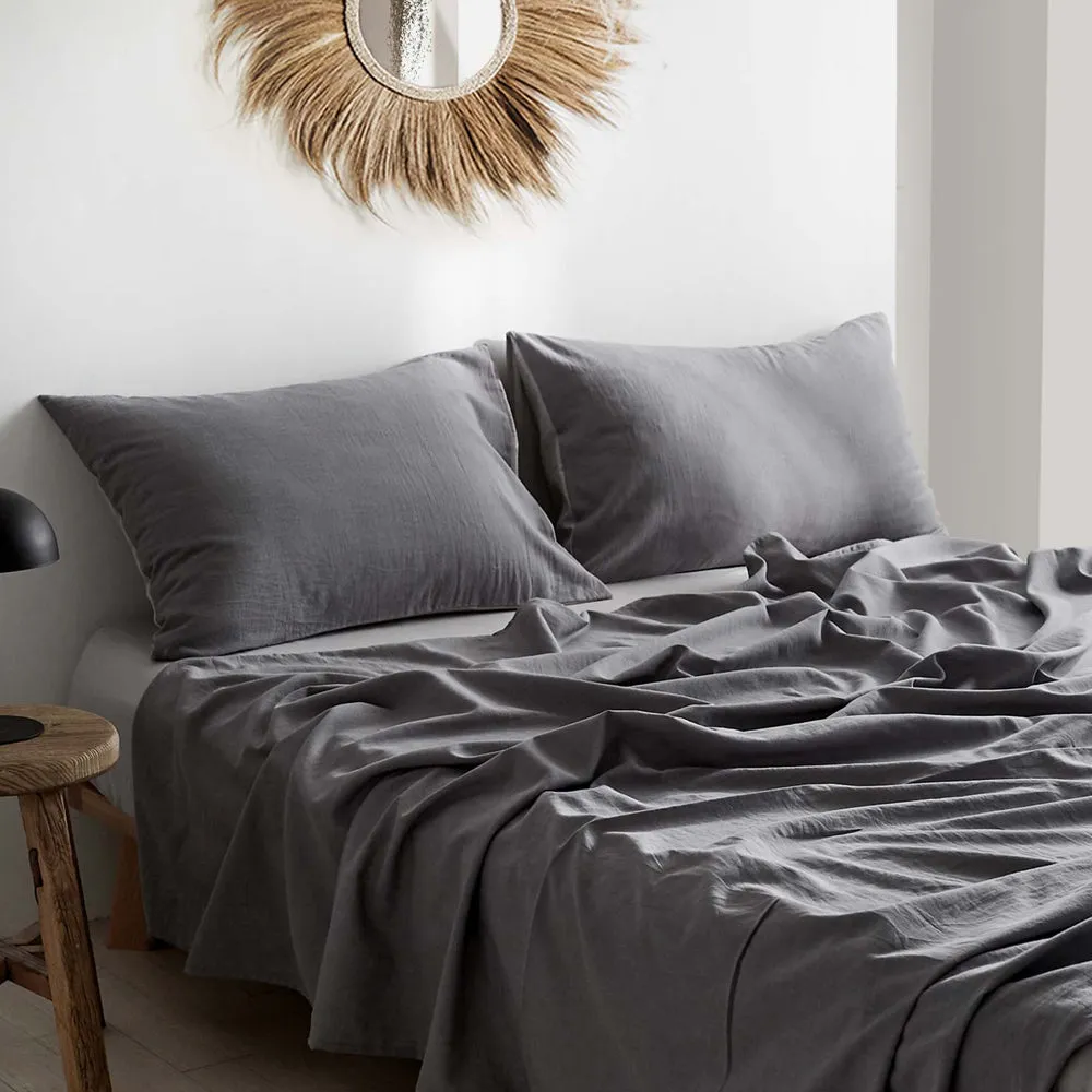 Hypoallergenic Cotton Sheet Set, Grey Double - Cosy Club