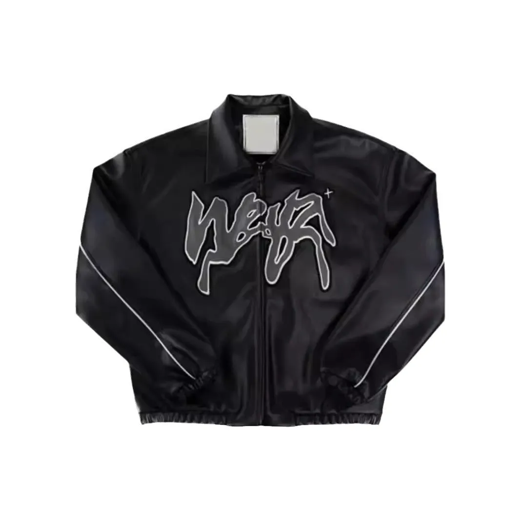 Jinquedai men’s fashion National Fashion Autumn and Winter Vibe Fan Car Leather Jacket Men's American Hiphop Winter Coat Fashion