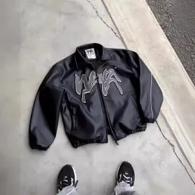 Jinquedai men’s fashion National Fashion Autumn and Winter Vibe Fan Car Leather Jacket Men's American Hiphop Winter Coat Fashion