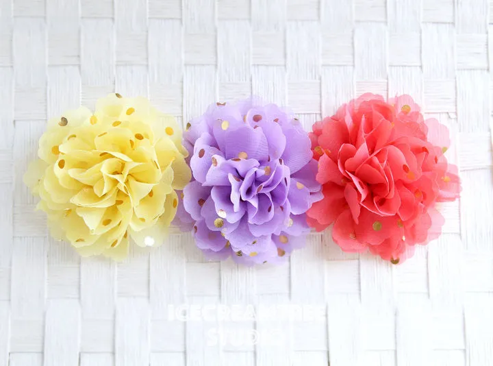 Jumbo Soft Lavender Gold Dot Bloom Collar Slide On - Large Flower Collar Accessory