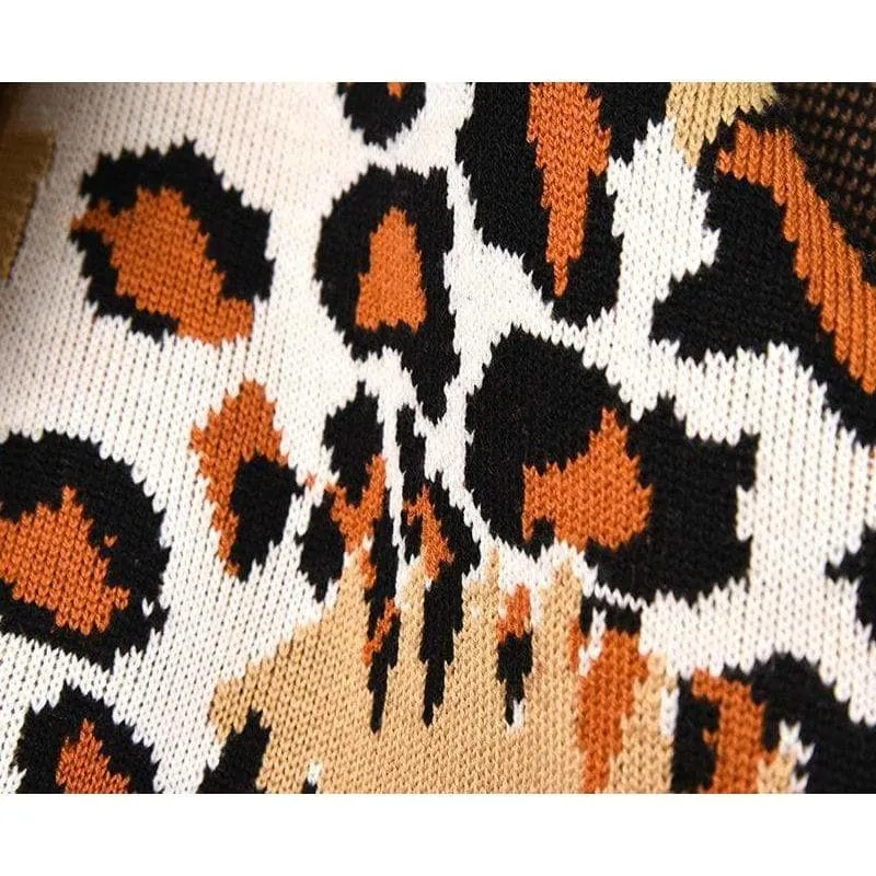 LEOPARD JACQUARD CASHMERE KNIT CARDIGAN