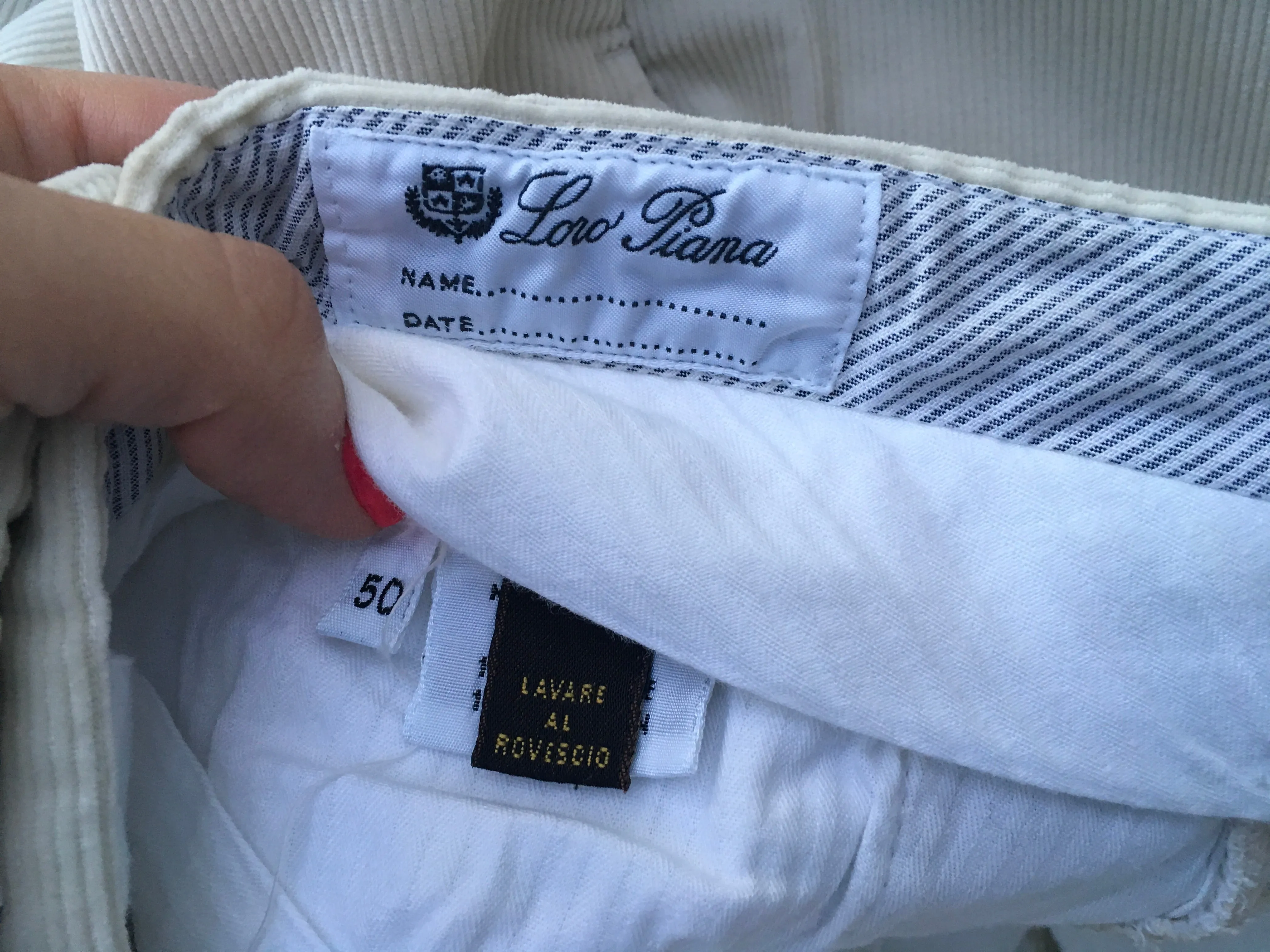 LORO PIANA Flat Front Corduroy Pants Trousers Size I 50 US 34 Men