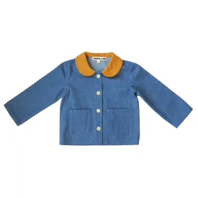 lucy overshirt, medium blue denim with corduroy collar