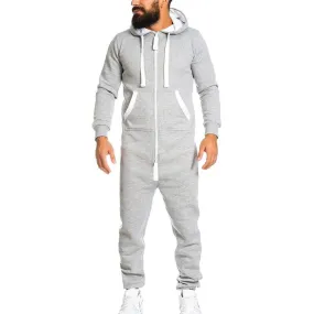 Men's Casual Solid Color Long-Sleeved Jumpsuit 66185242Y