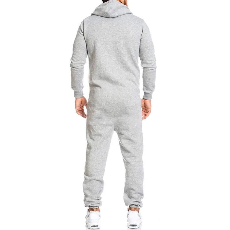 Men's Casual Solid Color Long-Sleeved Jumpsuit 66185242Y