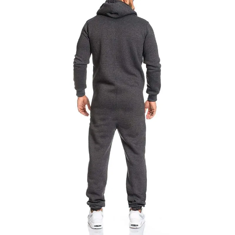 Men's Casual Solid Color Long-Sleeved Jumpsuit 66185242Y