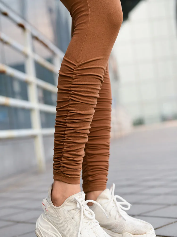 MIP TALL RIBBED LEGGINGS IN TAN