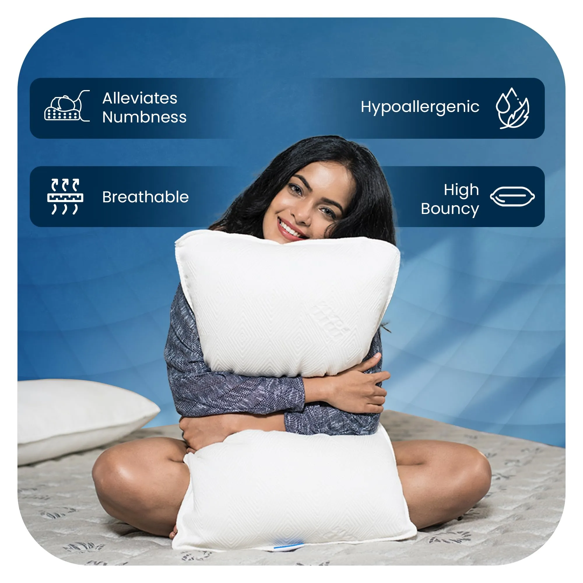 MM FOAM Snuggle Pillow - 100% Natural Latex, Bouncy and Thick Pillows for Sleeping, Hypoallergenic (25.5 x 16.75 x 6 inches)