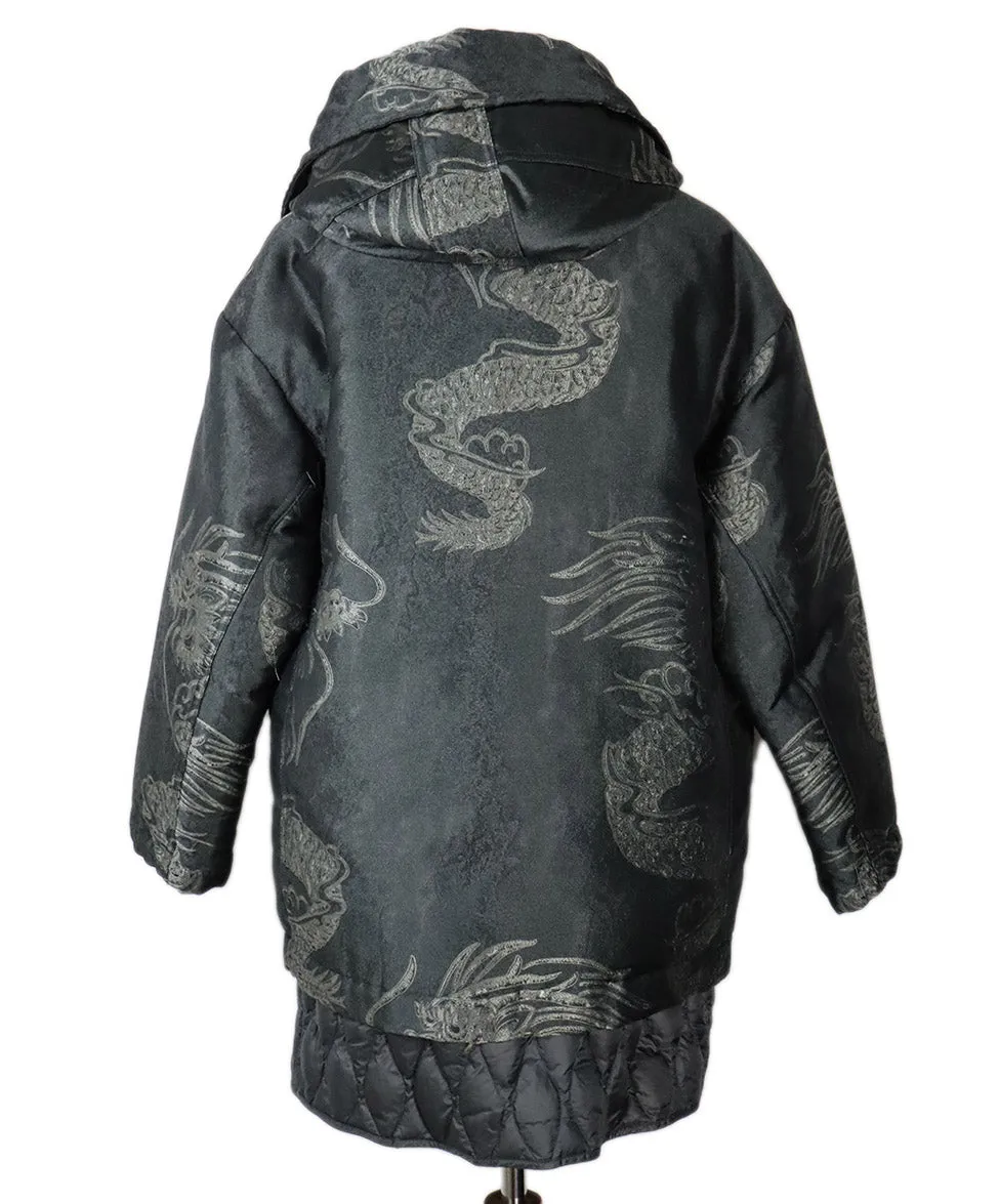Moncler Charcoal Grey Print Down Coat sz 4