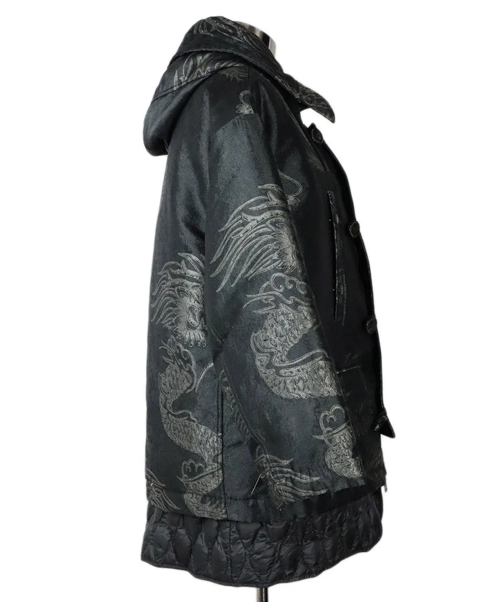 Moncler Charcoal Grey Print Down Coat sz 4