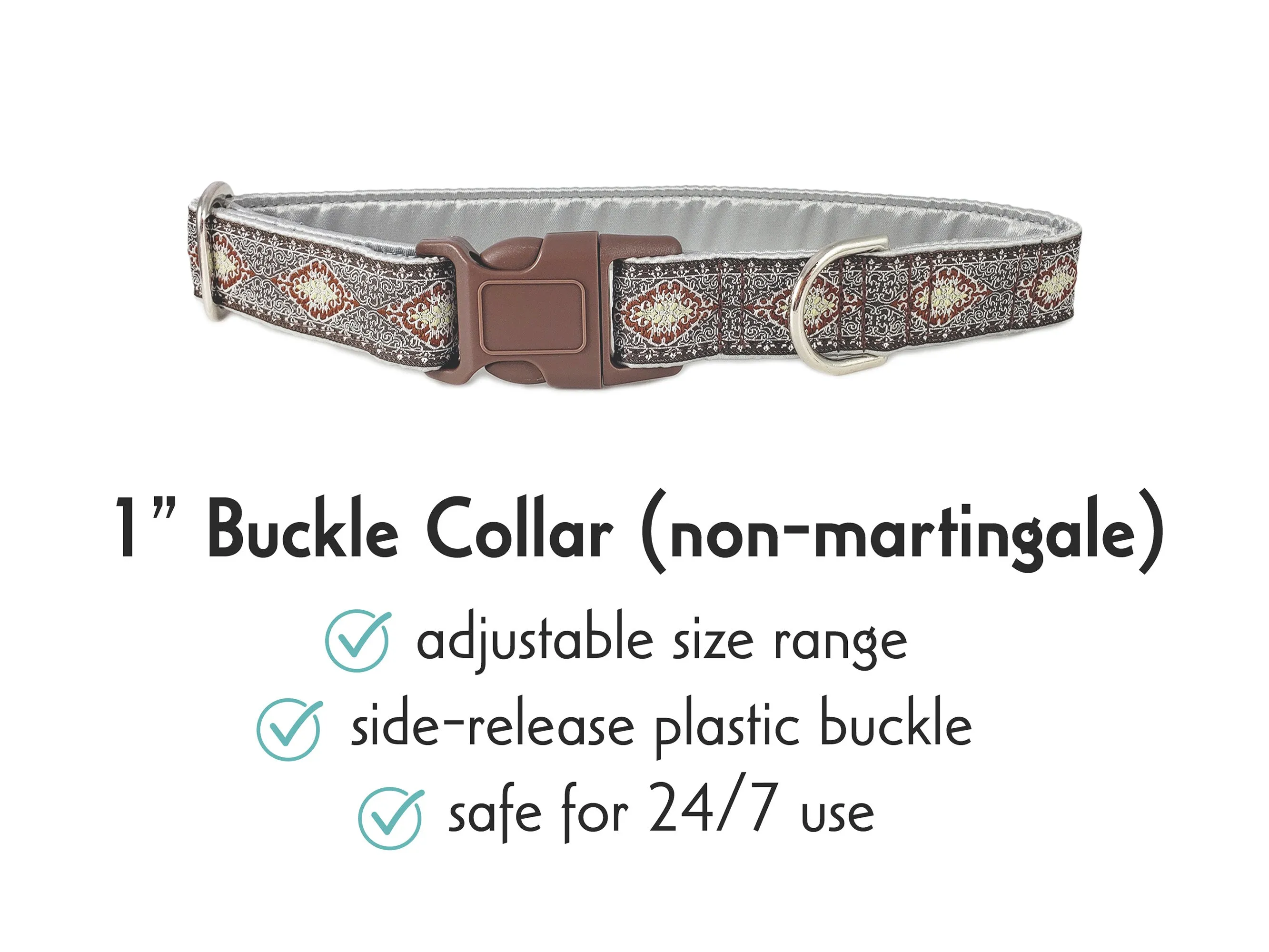 Montreal in Brown & White - Martingale or Buckle Dog Collar - 1" Width