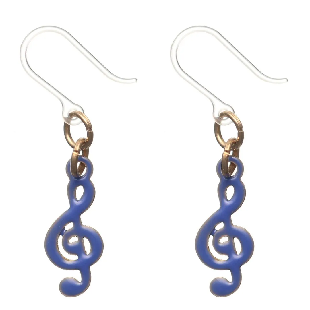 Painted Music Dangles Hypoallergenic Earrings for Sensitive Ears Made with Plastic Posts