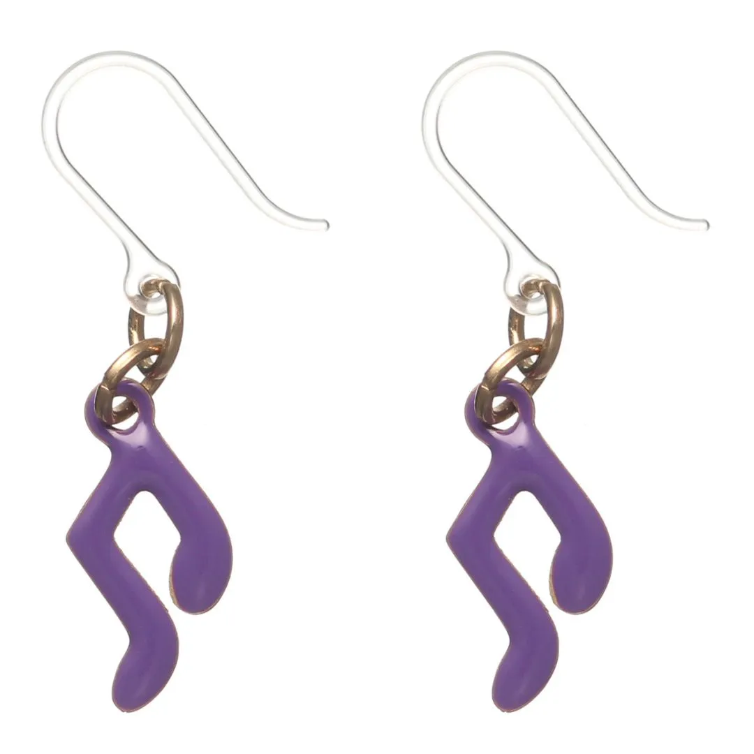 Painted Music Dangles Hypoallergenic Earrings for Sensitive Ears Made with Plastic Posts