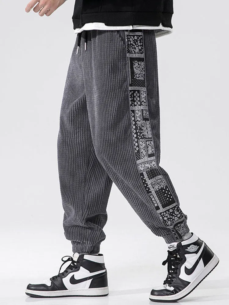 Paisley Print Corduroy Pants