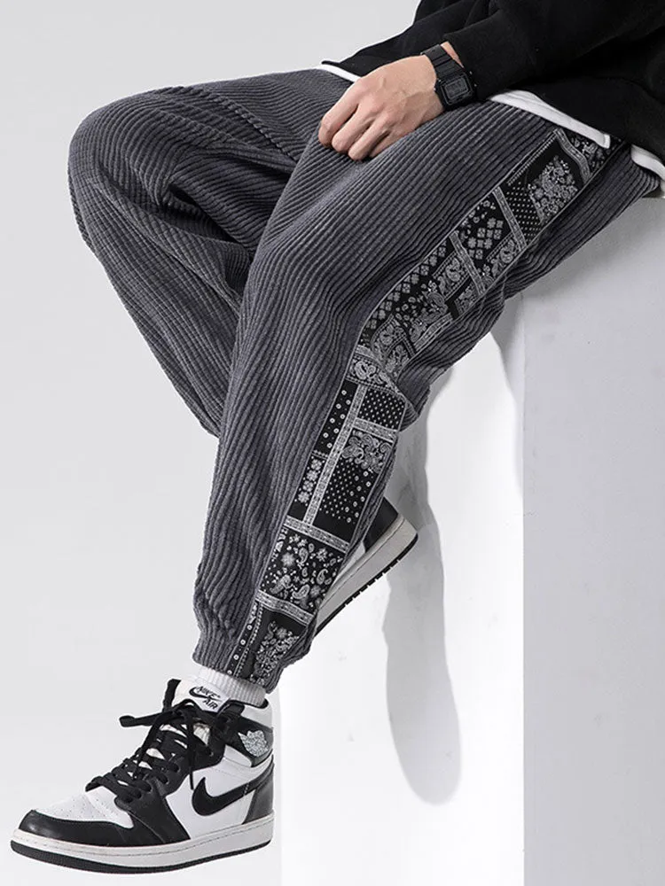 Paisley Print Corduroy Pants