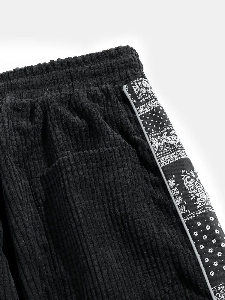 Paisley Print Corduroy Pants