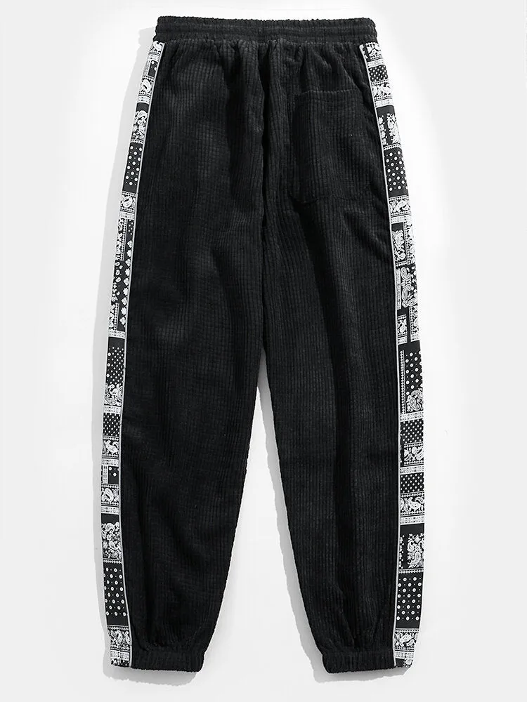 Paisley Print Corduroy Pants